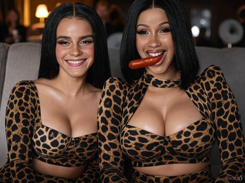 5diHNjKI Emma Watson and Cardi playing with sausages 12.jpg